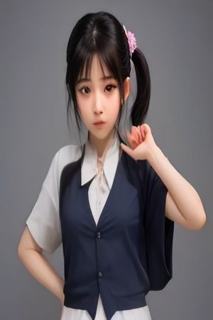 古风汉服美女在园林回廊倚栏而立，红色汉服飘带，水墨意境背景，古典唯美写真图集封面图