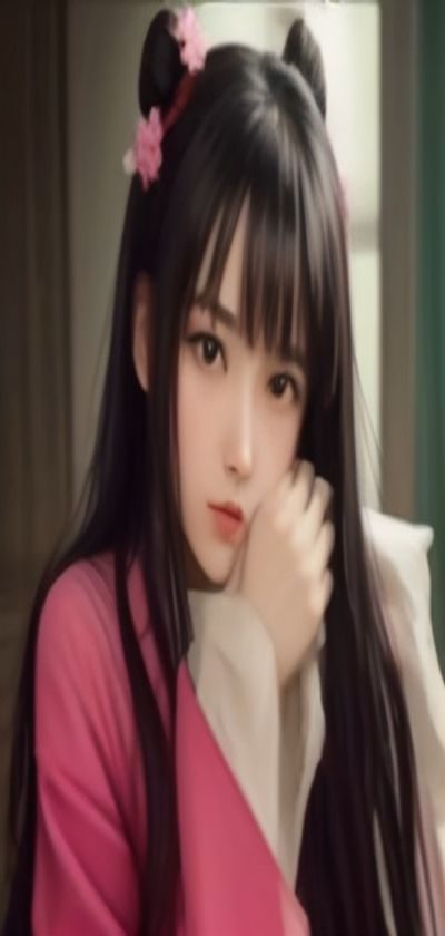 美女App个人收藏界面，以网格形式展现我保存的图片，带有离线标记